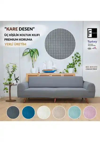 Faiend Koyu-Gri Esnek 3 Kişilik Koltuk Örtüsü ve Tuchmall Tuğla Desenli Kılıfı Karşılaştırması