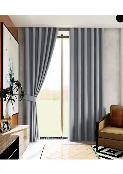 Lüks House Gri Düz Dikim Karartma ve Keten Perde Karşılaştırması