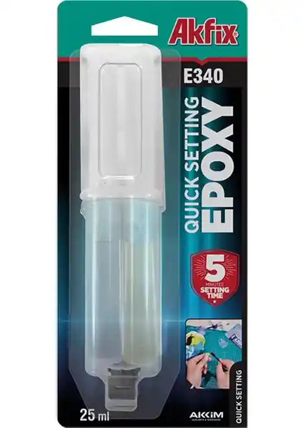 Akfix E340 Hızlı Epoksi Yapıştırıcı 25ml Şırınga Çok Amaçlı Güçlü ve Dayanıklı Yapıştırıcı