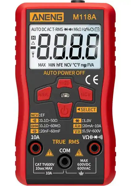 ANENG M118A Otomatik Dijital Multimetre: Çok Fonksiyonlu ve Dayanıklı Elektronik Ölçüm Aracı