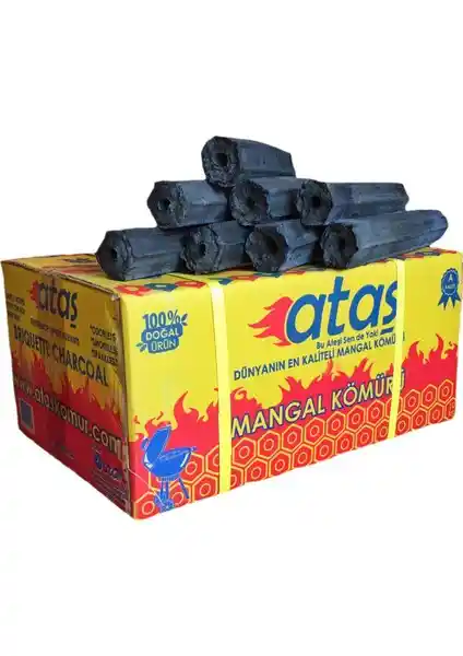 Ataş Briket Mangal Kömürü 10 Kg Doğal ve Ekonomik Uzun Süreli Yanma Sağlar