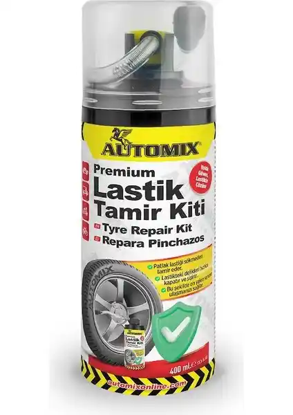 Automix Lastik Tamir Spreyi 400 ml Güvenilir ve Hızlı Çözüm Otomobil ve Motosikletler İçin