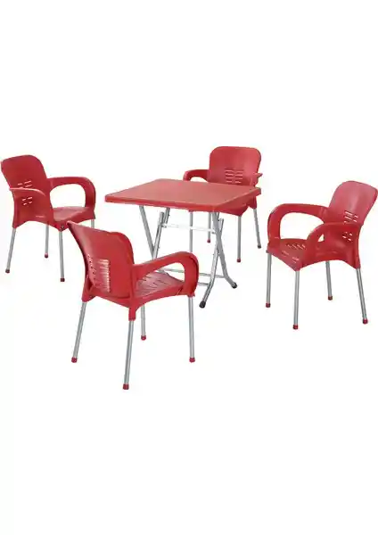 Bahçe, balkon ve teras için pratik ve şık plastik metal masa sandalye seti