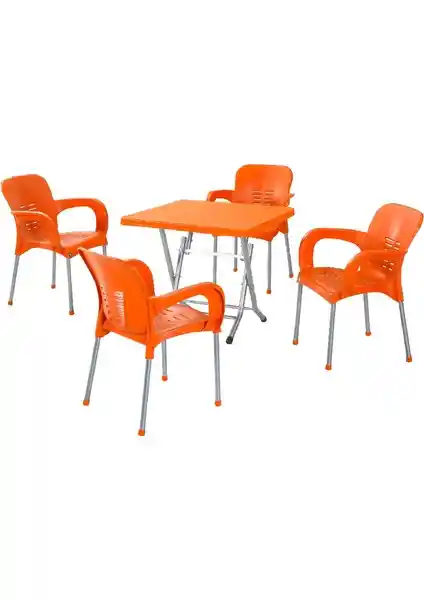 Bahçe ve Teraslar İçin Dayanıklı ve Pratik Metal Ayaklı Katlanabilir Masa ve Sandalye Seti