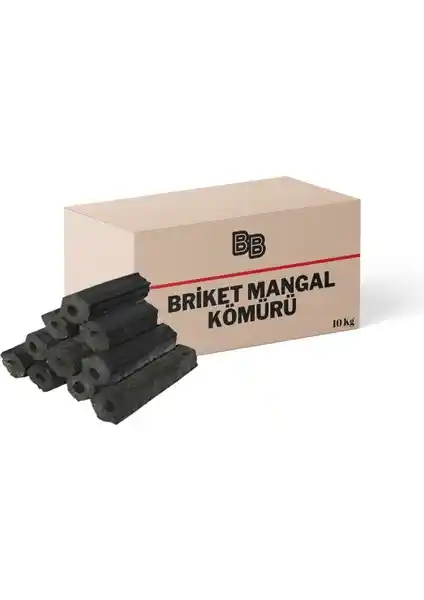 Bb Briket Mangal Kömürü 10 kg Doğal ve Uzun Süreli Yanma Özelliği ile Güçlü Performans