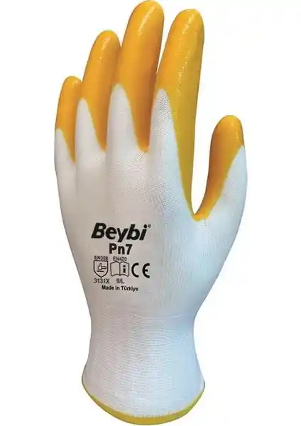 Beybi Pn7 12 Çift Sarı Beyaz Nitril İş Eldivenleri: Güvenlik ve Konforun İdeal Buluşması