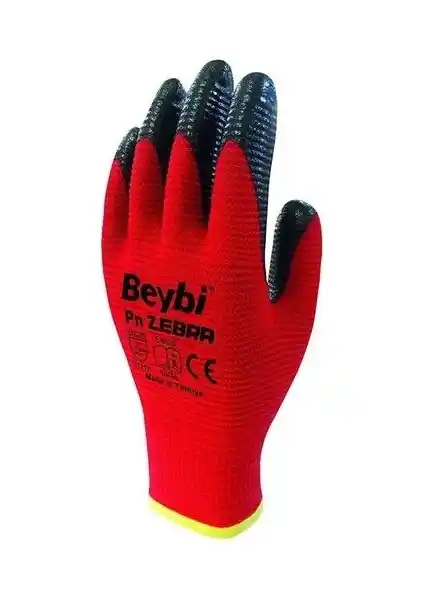 Beybi Zebra İş Eldiveni Kırmızı No:10 Endüstriyel Güvenlik ve Dayanıklılık Ürünü