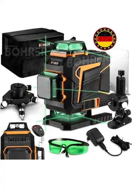 Böhrer Alman 4 Köşe 16 Satır 4*360 Çift Akülü Yeşil Lazer Hizalama Makinesi İnşaat ve Dekorasyon İçin