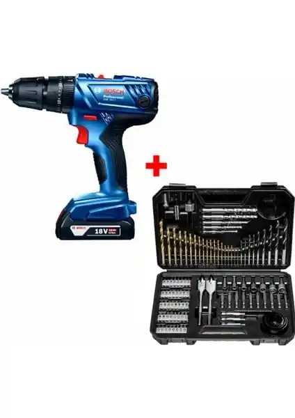 Bosch GSB 180-LI 18V 2Ah Darbeli Vidalama Şarjlı Matkap ve 103 Parça Aksesuar Seti