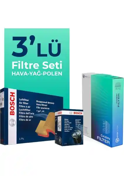 Bosch Nissan Almera 1.5 Filtre Bakım Seti 2001-2008 Model Araçlar İçin Uygun ve Güvenilir