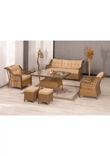 Btk Concept Datça Rattan Bahçe Mobilyası 3+1+1 Seti Modern ve Dayanıklı Dış Mekan Çözümü