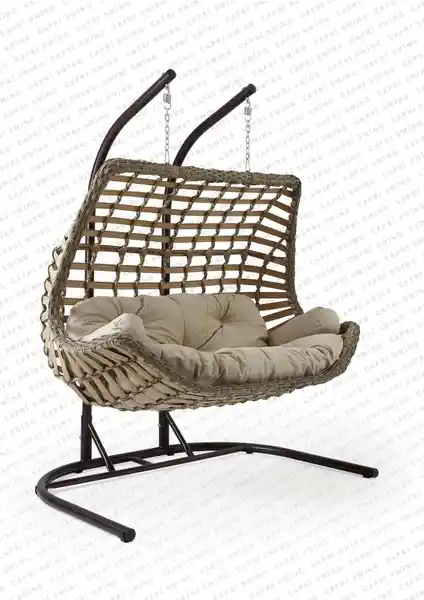 Capri Swing Cunda Çiftli Rattan Bahçe Salıncağı - Dayanıklı ve Şık Bahçe Dekorasyonu