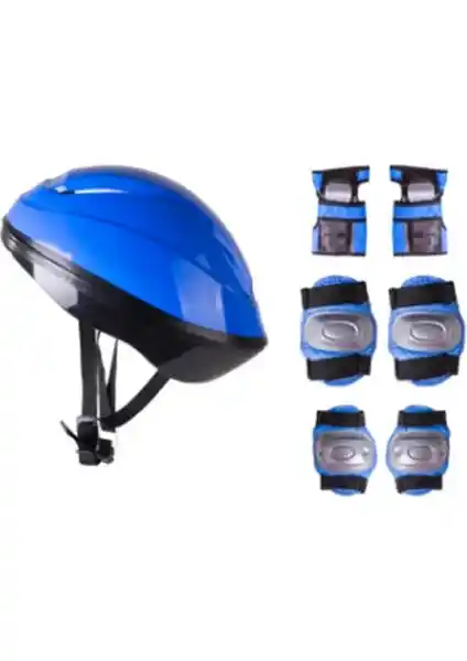 Çocuklar İçin Güvenli ve Konforlu Cool Wheels Kask Dizlik Dirseklik Seti Mavi
