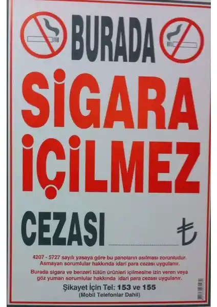 Dilman Sigara İçilmez Levhası 50x70 - Güvenli ve Uygun Uyarı Çözümü