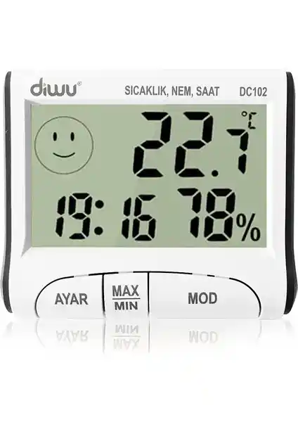 Diwu DC102 İç Mekan Termometre Nem Ölçer Saat: Modern ve Hassas Hava İzleme Cihazı