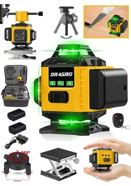 Dragro Alman 128 Vf 12 Köşe Otomatik Hizalama Lazer Metre İnşaat ve Mühendislik İçin Profesyonel Çözüm