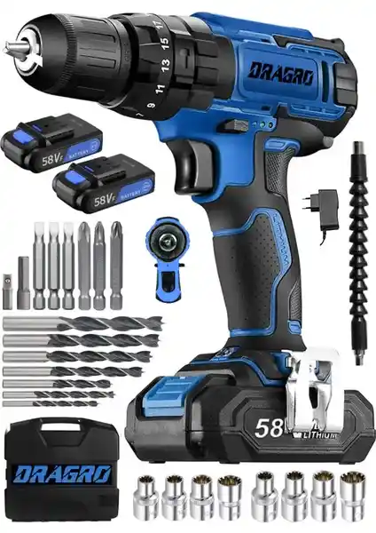 Dragro Alman 58V 5 Ah Darbeli Çift Akülü Vidalama Matkap Özellikleri ve Kullanım Alanları