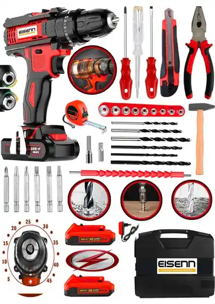 Eisenn Alman 398 Wf 25 Ah Darbeli Lion Çift Akülü Metal Şanzıman Matkap Özellikleri