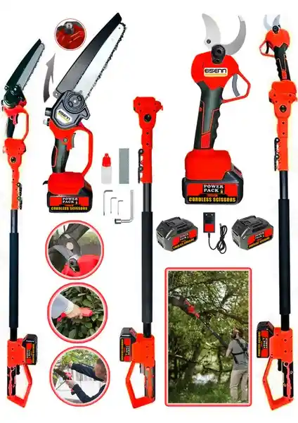 Eisenn Germany Red 3 Parça Elektrikli Bahçe Kesim Seti Yüksek Performans ve Kullanım Kolaylığı