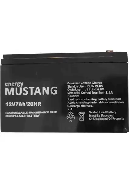 Energy Mustang 12 Volt 7 Amper Akü: Güç ve Güvenilirlik Sunan Yedek Enerji Çözümü