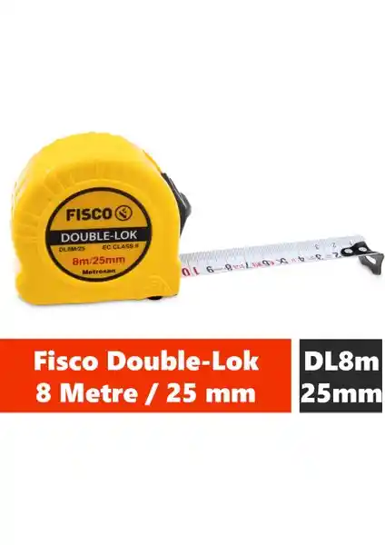 Fisco Double-Lok 8 Metre Çelik Şerit Metre - Dayanıklı ve Hassas Profesyonel Ölçüm Aracı