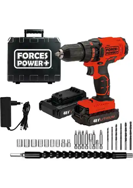 Forces&Power 48 W 5AH Almanya X-Line Metal Şanzıman Çift Akülü Darbeli Şarjlı Matkap Özellikleri