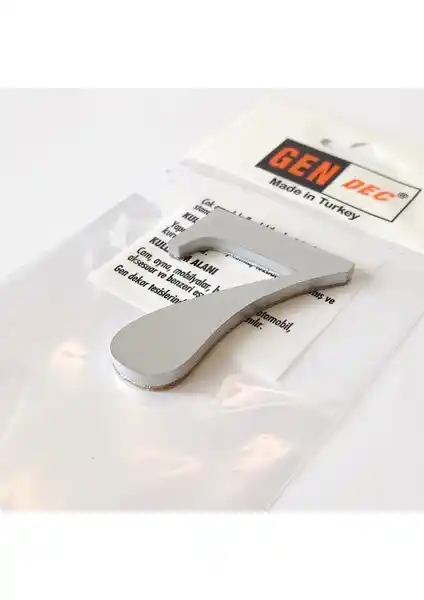 Gendec 7cm Metalik Gri Kendinden Yapışkanlı Kapı Numarası, Modern ve Dayanıklı Tasarım