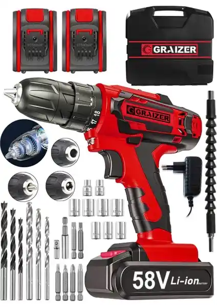 Graizer V-Tec 58 V Çelik Motor ve Darbeli Çift Akülü Vidalama Ürünü Hakkında Detaylı İnceleme ve Özellikler