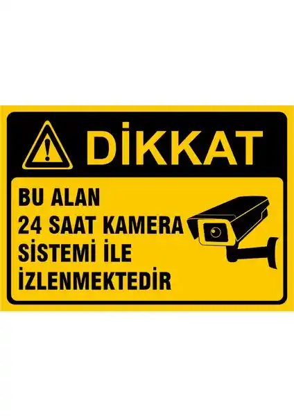 Güvenlik ve İzleme İçin Ergün Marka 7/24 Kamera Uyarı Levhası 25x35 cm