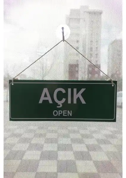 Hepenuygun Vantuzlu Kapı Tabelası 10x30 cm Açık ve Kapalı Durum Göstergesi