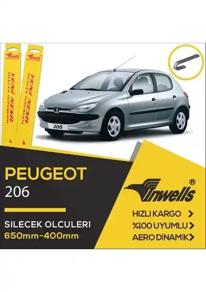Inwells Peugeot 206 2000-2014 Ön Muz Silecek Takımı Güvenli Sürüş İçin Uygun Seçenek