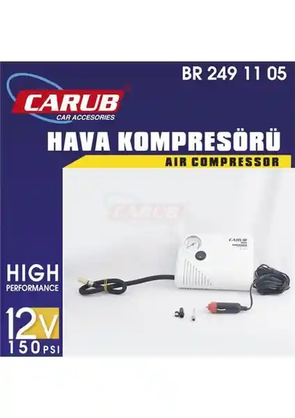 Lastik Hava Kompresörü Yassı 12V Beyaz - Pratik ve Taşınabilir Araç Hava Şişirici
