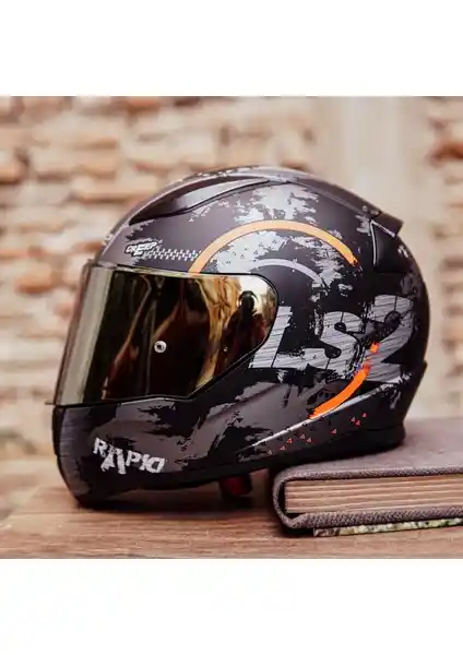 LS2 Rapid Circle Mat Titanyum Turuncu Kask Güvenlik ve Konfor Bir Arada