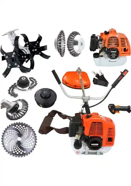 Mager Benzinli Yan Tip 52 cc 9.9 Hp Tırpan Çapalama Aparatı ve Dört Başlık Seti İncelemesi