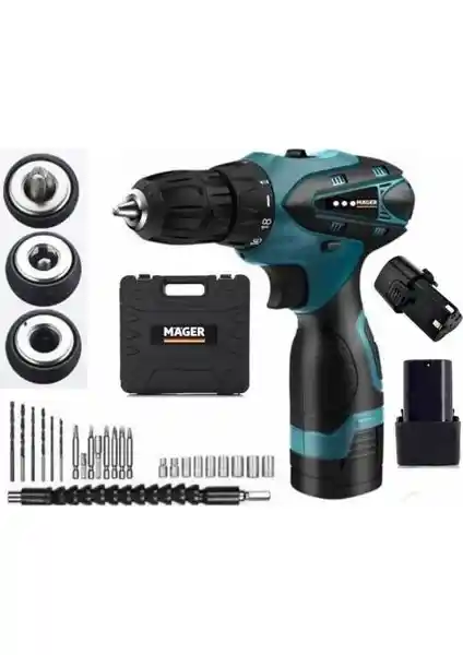Mager MGR1020DRS Çift Akülü Li-Ion Bataryalı Profesyonel ve Hobi Kullanımı İçin Şarjlı Matkap