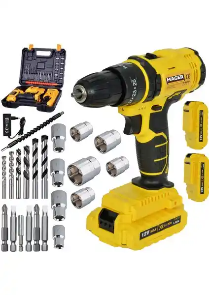 Mager YZ03 Şarjlı Darbeli Matkap Yedek Akü Seti ve Aksesuarlarıyla Güçlü ve Kullanışlı