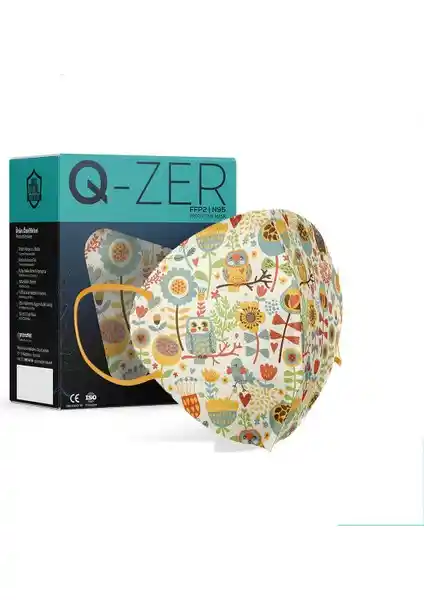 Medizer Q-zer Baykuş Desenli FFP2 N95 Maske Güvenli ve Konforlu Solunum Koruma Ürünü