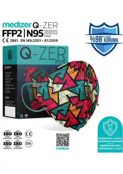 Medizer Qzer New Young Desenli FFP2 N95 Maske: Yüksek Koruma ve Konfor Sunan Tasarım