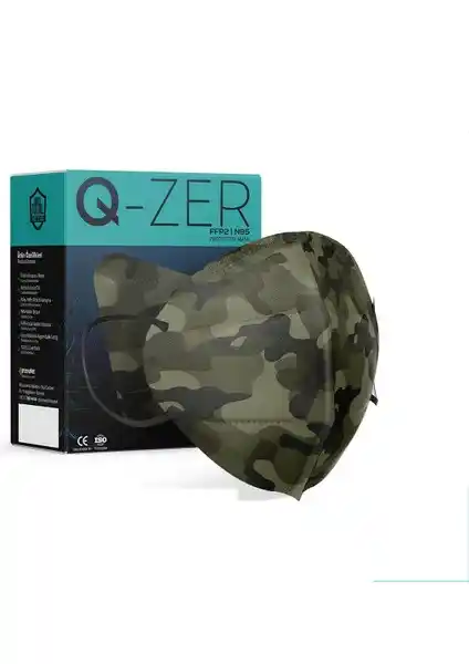 Medizer Qzer Yeşil Kamuflaj Desenli FFP2 N95 Maske Sağlık ve Güvenlik Standartlarına Uygun