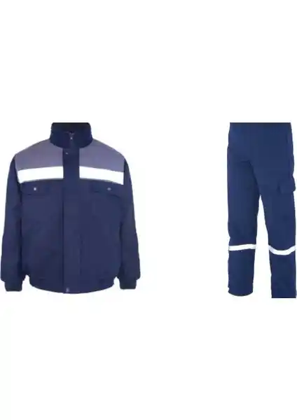 Mervem İş Takımı 7/7 Gabardin Kapitoneli Reflektörlü Dayanıklı ve Konforlu İş Kıyafeti