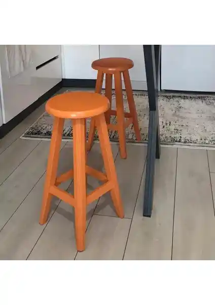 Modern ve Şık Turuncu Ahşap Bar Taburesi ile İç Mekanlarınızı Canlandırın