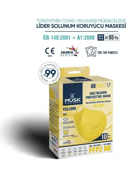 Musk N95 Sarı Renk Maske: Güvenlik ve Konfor Sunan Yüksek Performanslı Koruyucu Maske