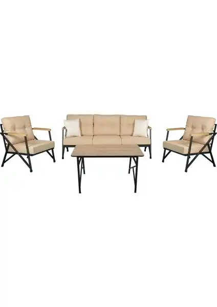 Nejan Nefin 180 Siyah Oturma Grubu ve Masa: Modern Tasarım ve Konforun Buluşması