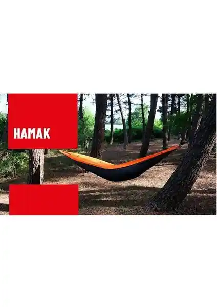 North Pasific Turuncu-Siyah Hamak: Dayanıklı ve Şık Dış Mekan ve İç Mekan Kullanımı