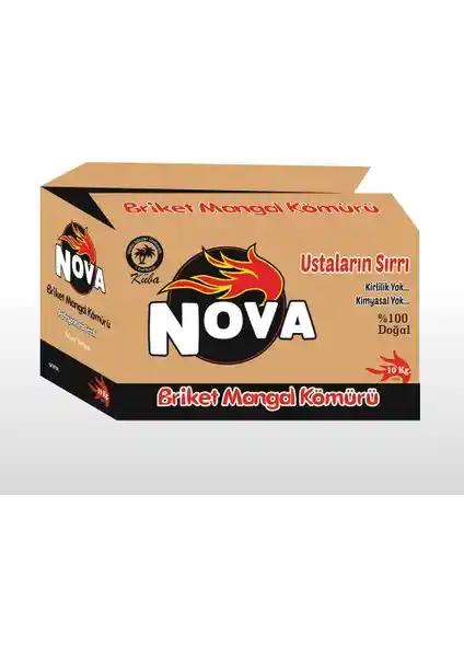 Nova Briket Mangal Kömürü 10 kg Doğal ve Uzun Süreli Yanma Özelliğiyle Öne Çıkar