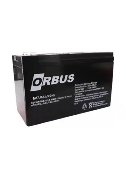 Orbus 6V 7Ah Bakımsız Kuru Akü - Yüksek Performanslı Güç Kaynağı