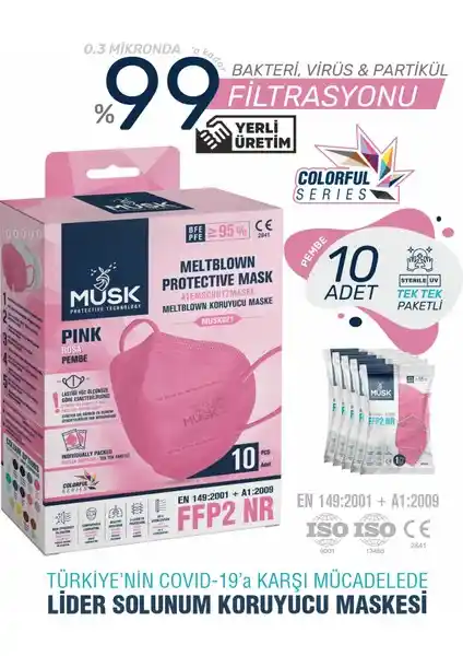 Pembe Renkli Musk FFP2/N95 Maske: Yüksek Filtrasyon ve Konfor Sunan Yeni Nesil Koruyucu