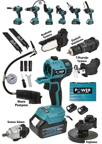 Power Black Kablosuz 6'lı Pro Set: Çok Fonksiyonlu ve Uzun Pil Ömürlü El Aletleri