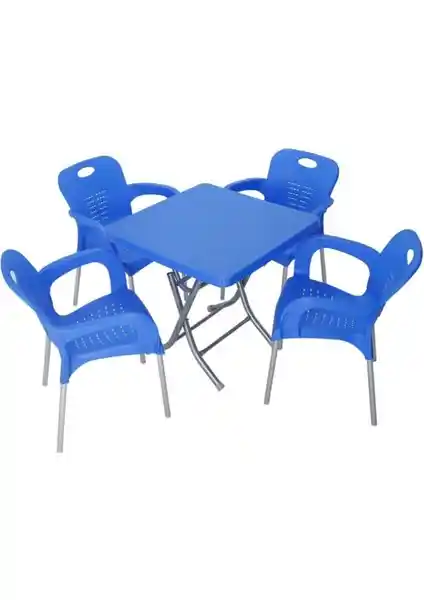 Pratik ve Şık Plastik Metal Ayaklı Masa Takımı 80x80 cm Katlanabilir Tasarım
