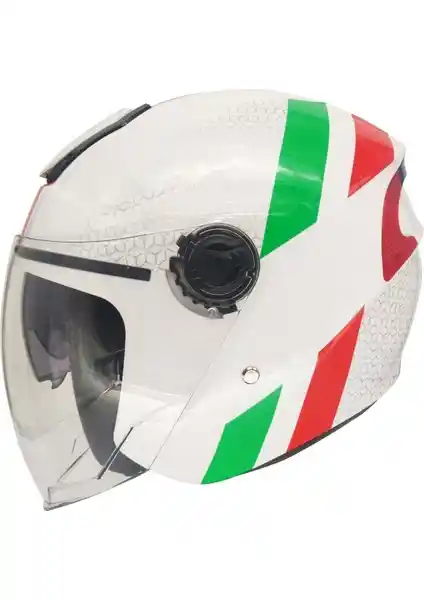 RSV 618 Güneş Vizörlü Yarım Kask İtalyan Desenli Güvenlik ve Şıklık Kombinasyonu